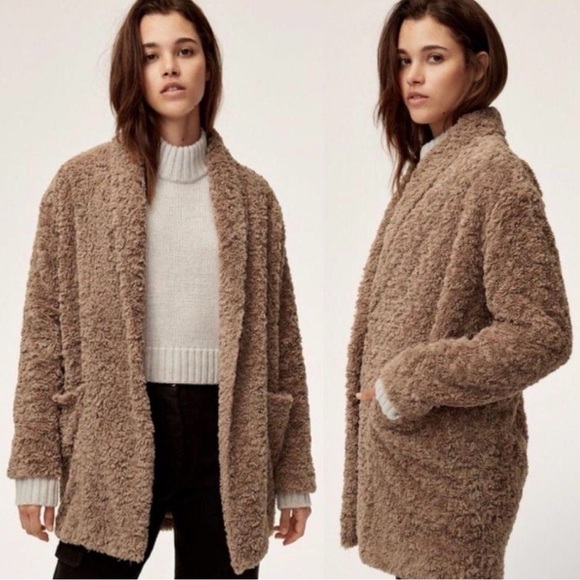 Aritzia Jackets & Blazers - Aritzia Wilfred Free Grete Plush Jacket Cardigan Teddy Coat Brown